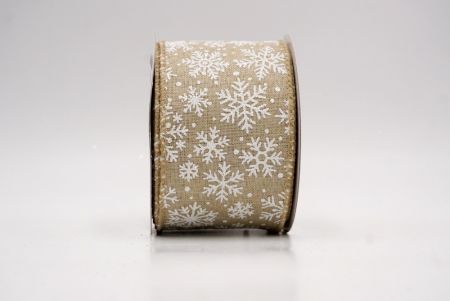 Khaki_Snowflake Sparkle Wired Ribbon_KF9951GC-13-183
