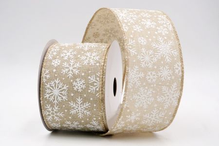 Khaki_Snowflake Sparkle Wired Ribbon_KF9951GC-13-183