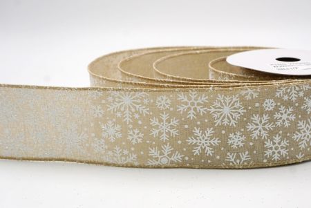Khaki_Snowflake Sparkle Wired Ribbon_KF9951GC-13-183