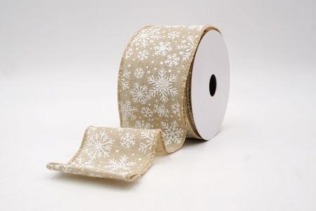 Khaki_Snowflake Sparkle Wired Ribbon_KF9951GC-13-183