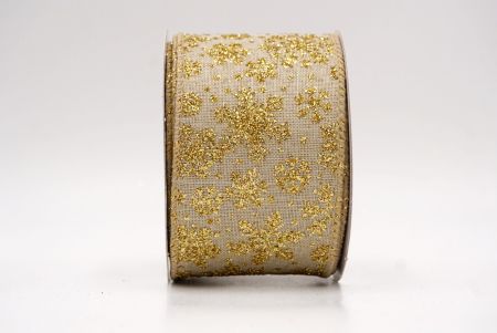 Khaki_Snowflake Sparkle Wired Ribbon_KF9952GC-13-183
