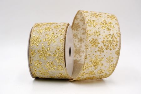 Khaki_Snowflake Sparkle Wired Ribbon_KF9952GC-13-183