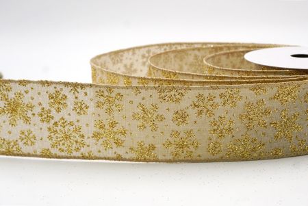 Khaki_Snowflake Sparkle Wired Ribbon_KF9952GC-13-183