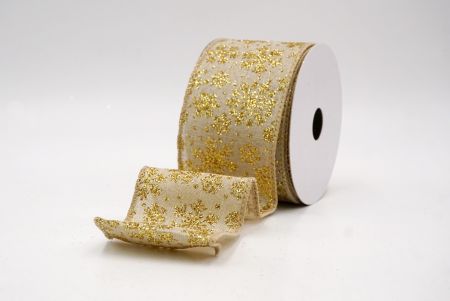 Khaki_Snowflake Sparkle Wired Ribbon_KF9952GC-13-183