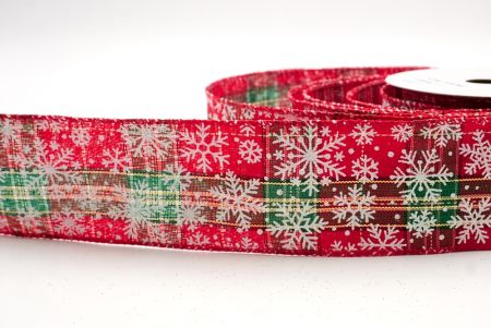 Red Plaid_Snowflake Sparkle Wired Ribbon_KF9954GC-7-7