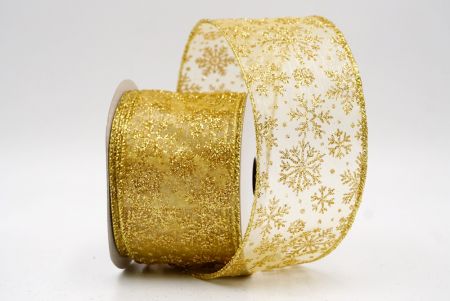 Gold Sheer_Snowflake Sparkle Wired Ribbon_KF9955G-13
