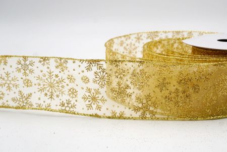 Gold Sheer_Snowflake Sparkle Wired Ribbon_KF9955G-13