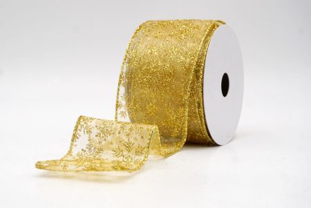 Gold Sheer_Snowflake Sparkle Wired Ribbon_KF9955G-13