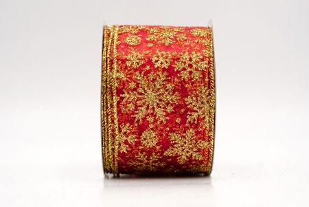 Red/Gold Sheer_Snowflake Sparkle Wired Ribbon_KF9955G-7G
