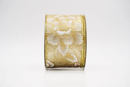Fita de Natal Luxuosa Floral Dourada Creme_KF9956G-2