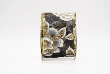 Fita de Natal Luxuosa Floral Dourada Preta_KF9956G-53