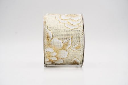 Fita de Natal Luxuosa Floral Dourada Creme e Branca_KF9957GC-2-2