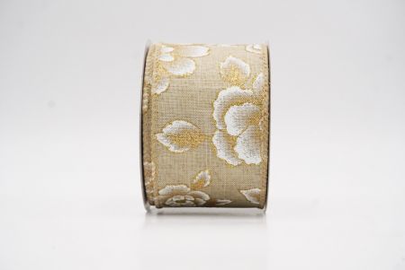 Fita de Natal Luxuosa Floral Dourada Marrom Claro_KF9958GC-13-183