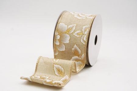 Fita de Natal Luxuosa Floral Dourada Marrom Claro_KF9958GC-13-183