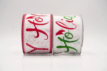Christmas Holiday Script Wired Ribbon