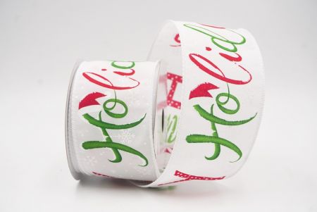 White Christmas Holiday Script Wired Ribbon_KF9959GC-1-1