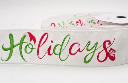 White Christmas Holiday Script Wired Ribbon_KF9959GC-1-1