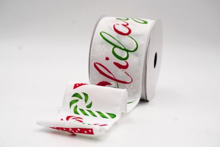 White Christmas Holiday Script Wired Ribbon_KF9959GC-1-1