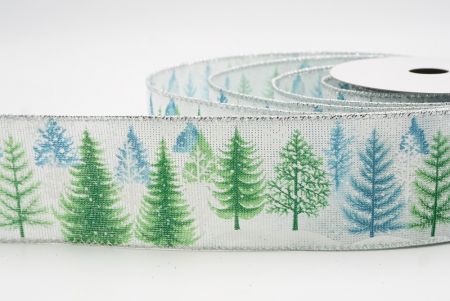 Fita de Natal com Árvore de Inverno e Floco de Neve Branca - Verde_KF9960G-1H