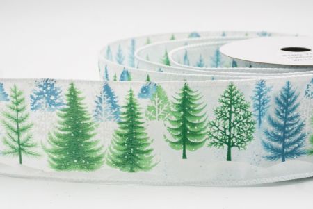 Fita de Natal com Árvore de Inverno e Floco de Neve Branca - Verde1_KF9961GC-1H-1