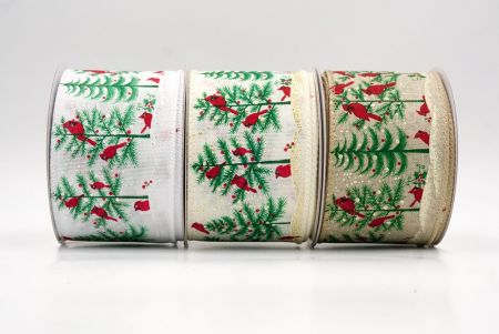 Winter Pine Forest & Cardinal Wired Ribbon - Winter Pine Forest & Cardinal Wired Ribbon