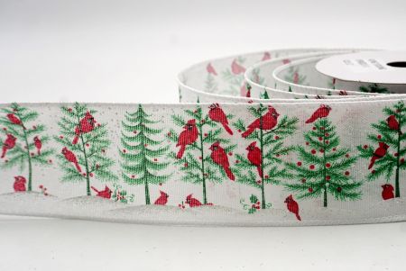 White_Winter Pine Forest & Cardinal Wired Ribbon_KF9962GC-1-1