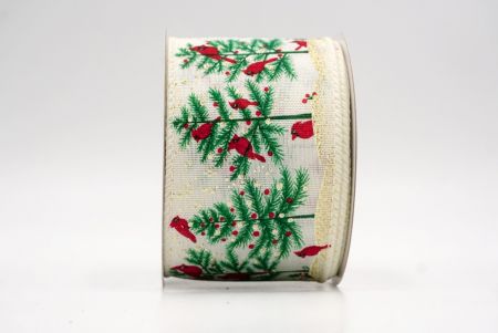 Cream_Winter Pine Forest & Cardinal Wired Ribbon_KF9962GC-2-2