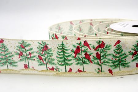 Cream_Winter Pine Forest & Cardinal Wired Ribbon_KF9962GC-2-2