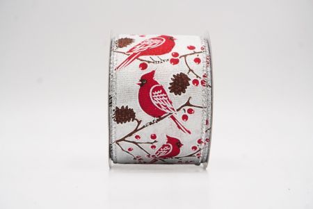 Fita de Arame Natalina com Pássaros Cardeais Vermelhos Brancos_KF9964G-1