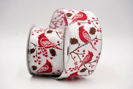 Fita de Arame Natalina com Pássaros Cardeais Vermelhos Brancos_KF9964G-1