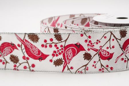 Fita de Arame Natalina com Pássaros Cardeais Vermelhos Brancos_KF9964G-1