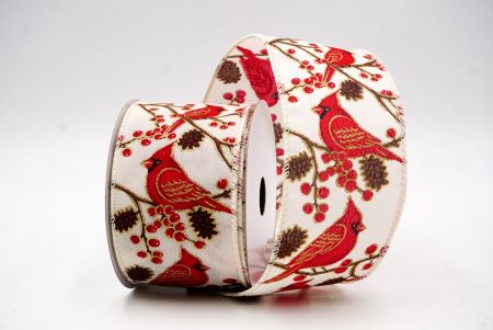 Fita de Arame Natalina com Pássaros Cardeais Vermelhos Creme1_KF9965GC-2-2