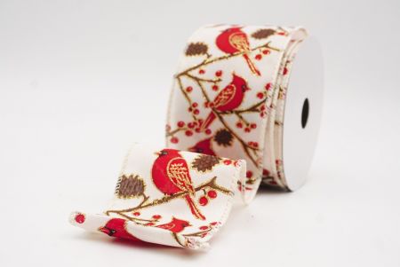 Fita de Arame Natalina com Pássaros Cardeais Vermelhos Creme1_KF9965GC-2-2