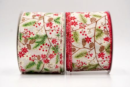 Holiday Pine & Winter Berry Wired Ribbon - Holiday Pine & Winter Berry Wired Ribbon