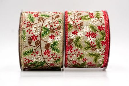 Holiday Pine & Winter Berry Wired Ribbon_KF9966.KF9967