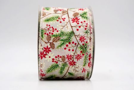 Cream_Holiday Pine & Winter Berry Wired Ribbon_KF9966GC-2-2
