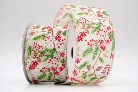 Cream_Holiday Pine & Winter Berry Wired Ribbon_KF9966GC-2-2