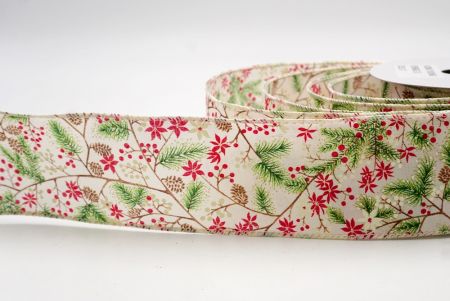 Cream_Holiday Pine & Winter Berry Wired Ribbon_KF9966GC-2-2