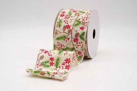 Cream_Holiday Pine & Winter Berry Wired Ribbon_KF9966GC-2-2
