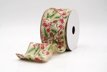 Khaki_Holiday Pine & Winter Berry Wired Ribbon_KF9967GC-13-183