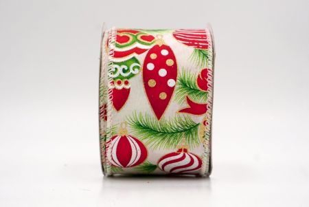 Cream_Festive Red Bauble & Greenery Wired Ribbon_KF9973GC-2-2