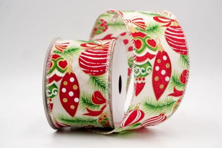 Cream_Festive Red Bauble & Greenery Wired Ribbon_KF9973GC-2-2