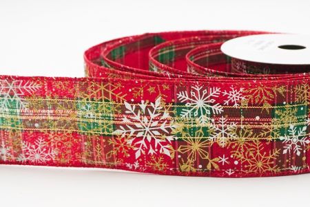 Ruber Glittery Natalis Nives Flocculi Filum Ribbons_KF9978GC-7-7