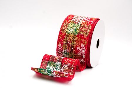 Ruber Glittery Natalis Nives Flocculi Filum Ribbons_KF9978GC-7-7