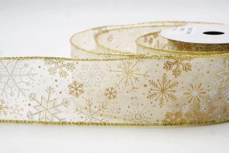 Crema Glittery Natalis Nives Flocculi Filum Ribbons_KF9979G-2