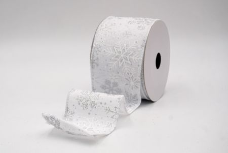 White_Glitter Christmas Snowflake Wired Ribbon_KF9982GC-1-1