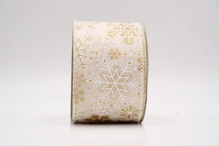 Cream_Glitter Christmas Snowflake Wired Ribbon_KF9982GC-2-2