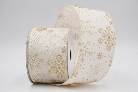 Cream_Glitter Christmas Snowflake Wired Ribbon_KF9982GC-2-2