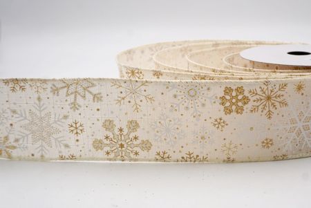 Cream_Glitter Christmas Snowflake Wired Ribbon_KF9982GC-2-2
