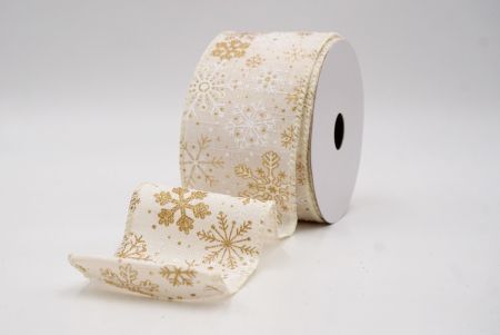 Cream_Glitter Christmas Snowflake Wired Ribbon_KF9982GC-2-2